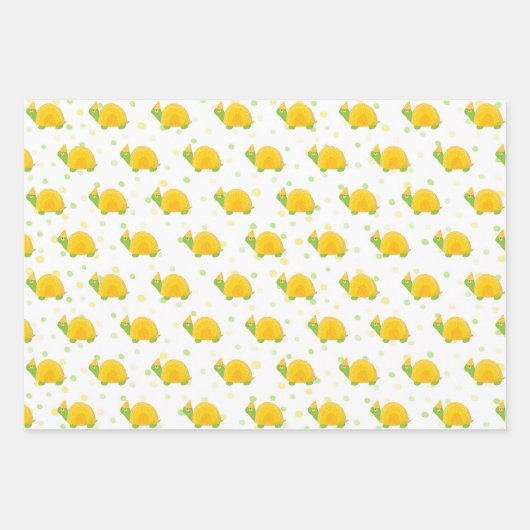 Schildpad, groen geel, kind jarig inpakpapier vel (Voorkant 3)