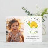 Schildpad, groen geel, verjaardagsfoto van kind kaart (Staand voorkant)