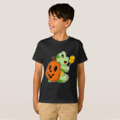 Schildpad Halloween pompoen Lollypop T-shirt (Voorkant volledig)