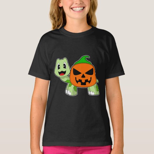 Schildpad Halloween Pompoen T-shirt (Voorkant)