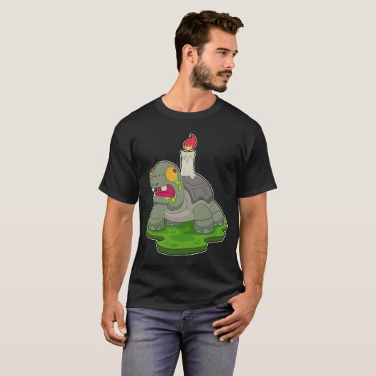 Schildpad Halloween Zombie Kaars T-shirt (Voorkant volledig)