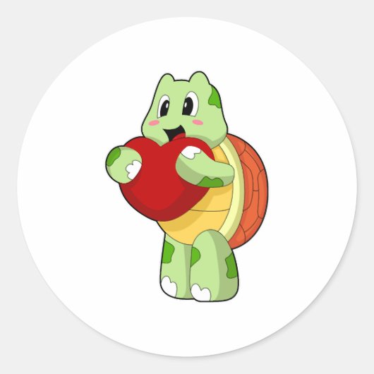 Schildpad Hart Ronde Sticker (Voorkant)