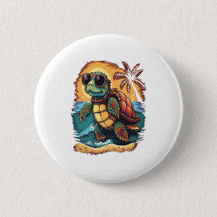 Schildpad Hawaiaanse Zeeschildpadden Hawaï Tropisc Ronde Button 5,7 Cm