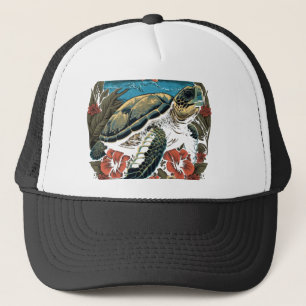 Schildpad Hawaiaanse Zeeschildpadden Hibiscus Bloe Trucker Pet