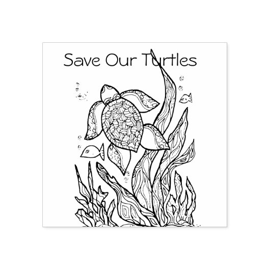 Schildpad Honu zwemmen rubber stempel personaliser (Afrduk)