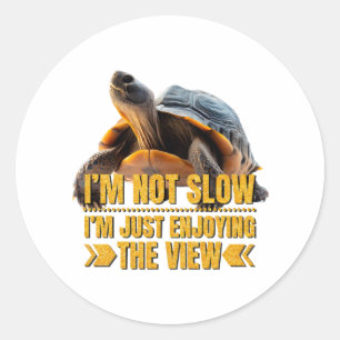 Schildpad Ik ben niet traag, ik geniet gewoon van Ronde Sticker