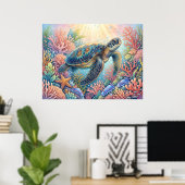 Schildpad Illustratie Poster (Thuiskantoor)