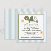 Schildpad in babyschoenen met luiers Blauw Kaart (Voorkant / Achterkant)