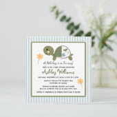 Schildpad in babyschoenen met luiers Blauw Kaart (Staand voorkant)