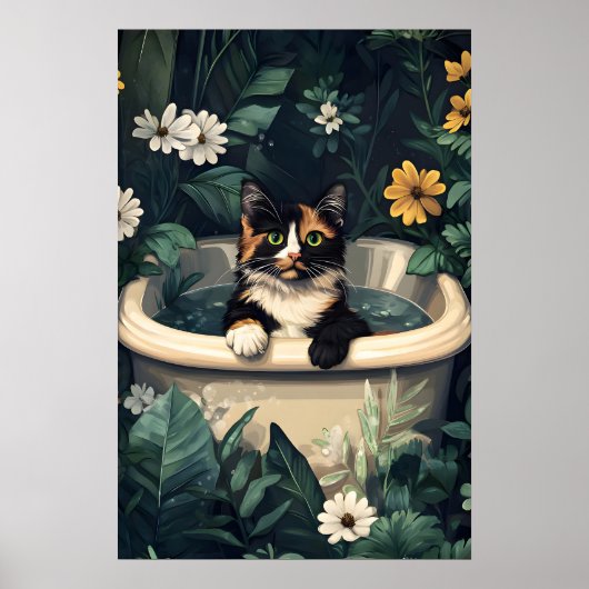 Schildpad in badkuip poster, grappige kat poster (Voorkant)