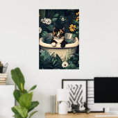 Schildpad in badkuip poster, grappige kat poster (Thuiskantoor)