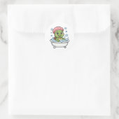 Schildpad in badkuip ronde sticker (Tas)