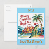 Schildpad in Christmas Paradise Custom Feestdagenkaart (Voorkant / Achterkant)