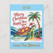 Schildpad in Christmas Paradise Custom Feestdagenkaart (Voorkant)