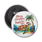 Schildpad in Christmas Paradise Custom Gift Button Flesopener (Voorkant)