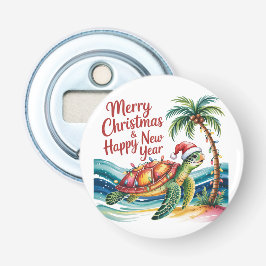 Schildpad in Christmas Paradise Custom Gift Button Flesopener