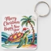 Schildpad in Christmas Paradise Custom Sleutelhanger (Achterkant)