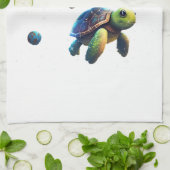 schildpad in de ruimte theedoek (Gevouwen)