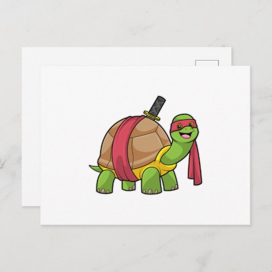 Schildpad in de vechtsport met zwaard briefkaart (Voorkant / Achterkant)