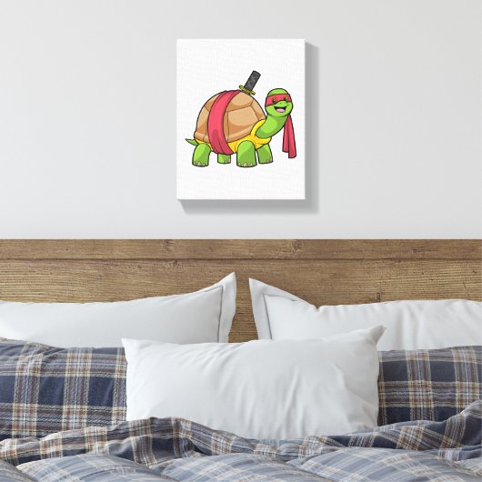 Schildpad in de vechtsport met zwaard canvas afdruk (Insitu (Slaapkamer))