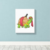 Schildpad in de vechtsport met zwaard canvas afdruk (Insitu (Houten vloer))