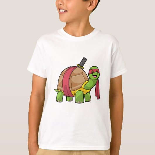 Schildpad in de vechtsport met zwaard t-shirt (Voorkant)