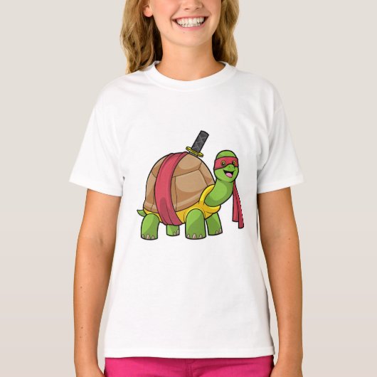 Schildpad in de vechtsport met zwaard t-shirt (Voorkant)