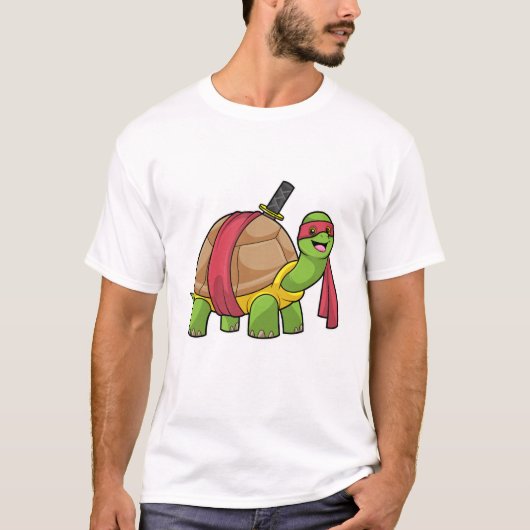 Schildpad in de vechtsport met zwaard t-shirt (Voorkant)