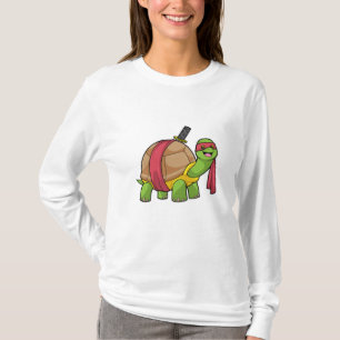 Schildpad in de vechtsport met zwaard t-shirt
