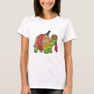 Schildpad in de vechtsport met zwaard t-shirt