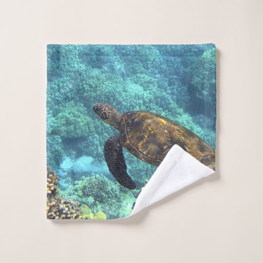 schildpad in de zee washandje (Wasdoekje)