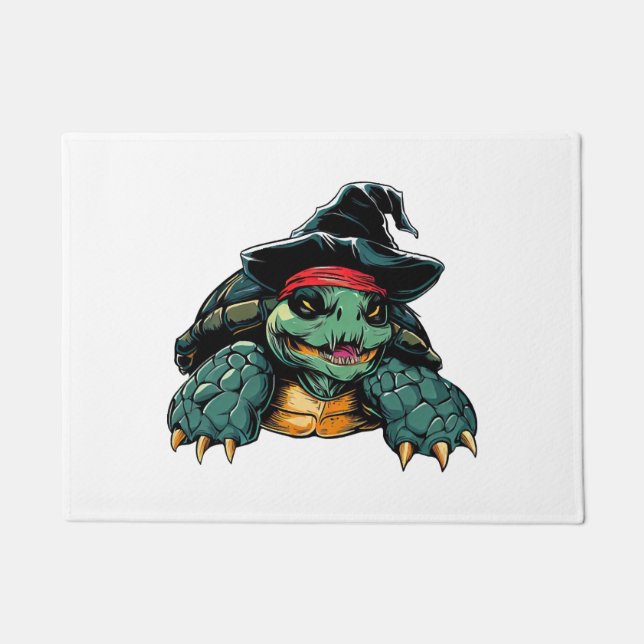 Schildpad in Heks Pet Halloween Spooky Fun Deurmat (Voorkant)