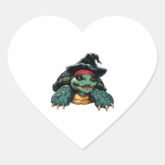Schildpad in Heks Pet Halloween Spooky Fun Hart Sticker (Voorkant)