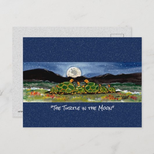 Schildpad in het Briefkaart van de Maan Whimsical  (Voorkant / Achterkant)