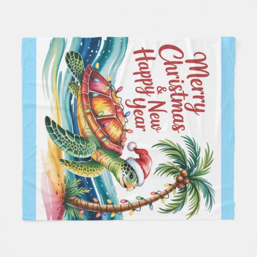 Schildpad in het kerstparadijs fleece deken (Voorkant (Horizontaal))