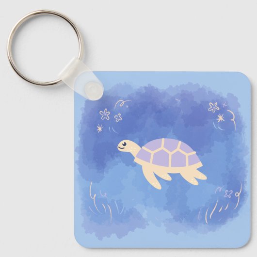 Schildpad in het water sleutelhanger (Voorkant)