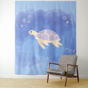 Schildpad in het water wandkleed