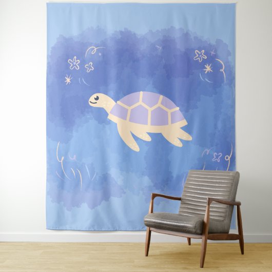 Schildpad in het water wandkleed (In situ)