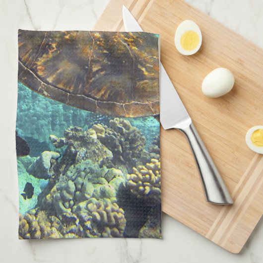 Schildpad in het zee theedoek (Quarter Fold)