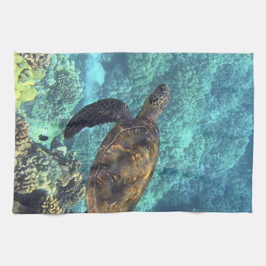 Schildpad in het zee theedoek (Horizontaal)