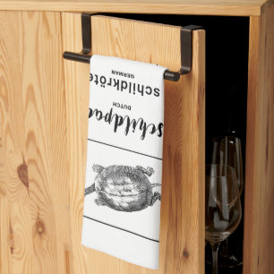 Schildpad in verschillende talen theedoek