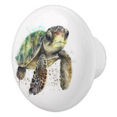 Schildpad in Waterverf Keramische knop (Rechts)