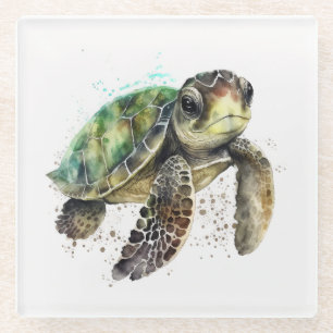 Schildpad in Waterverf Onderzetter