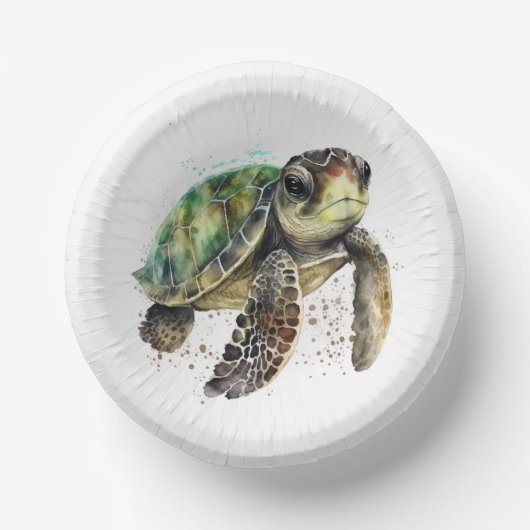 Schildpad in Waterverf Paper Bowls Papieren Kommen (Voorkant)