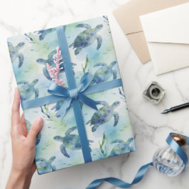 Schildpad Inpakpapier, Watercolor Zee Schildpad Ca Cadeaupapier