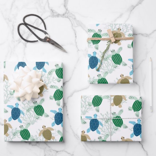 Schildpad Inpakpapier, Zeeleven Cadeaupapier (Voorkant)