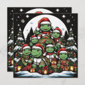 Schildpad is blij met kerstcadeaus  feestdagenkaart (Voorkant / Achterkant)