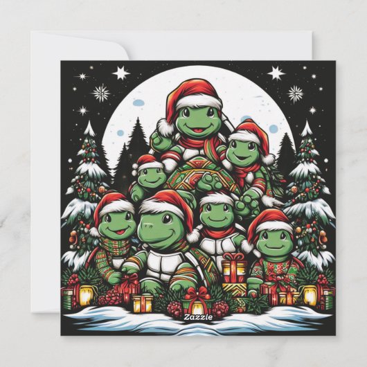 Schildpad is blij met kerstcadeaus  feestdagenkaart (Achterkant)