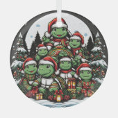 Schildpad is blij met kerstcadeaus glas ornament (Voorkant)