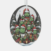 Schildpad is blij met kerstcadeaus glas ornament (Voorkant Rechts)